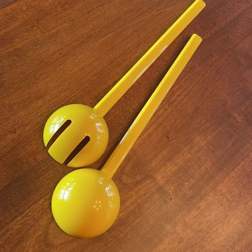 MCM Bright Yellow Acrylic Salad Set